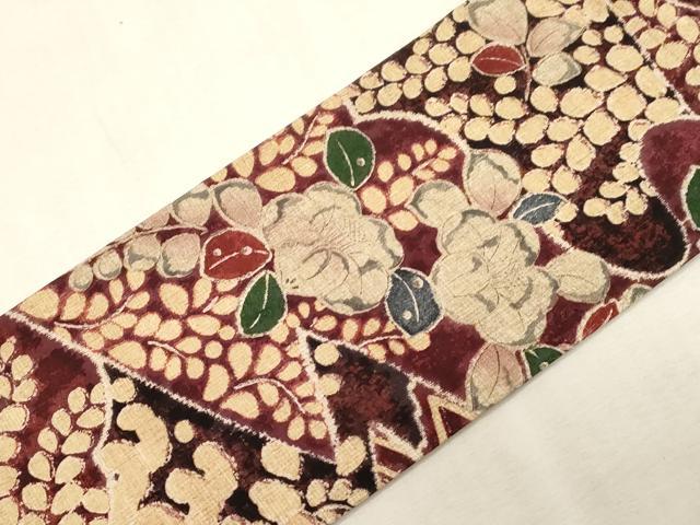 平和屋着物●全通柄九寸名古屋帯 辻が花 紬地 正絹 逸品 未使用 CABG9413dy