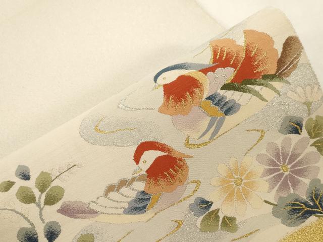 平和屋着物●爪掻き本綴れ 八寸名古屋帯 花鳥文 金銀糸 正絹 逸品 CABG9418dy