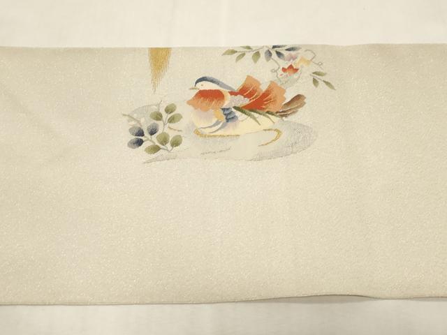 平和屋着物●爪掻き本綴れ 八寸名古屋帯 花鳥文 金銀糸 正絹 逸品 CABG9418dy