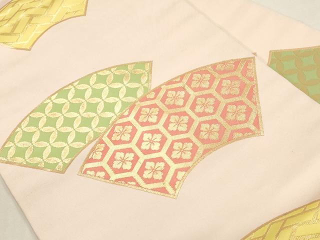 平和屋着物●桝屋高尾 九寸名古屋帯 地紙文 金糸 正絹 逸品 CABG9424dy