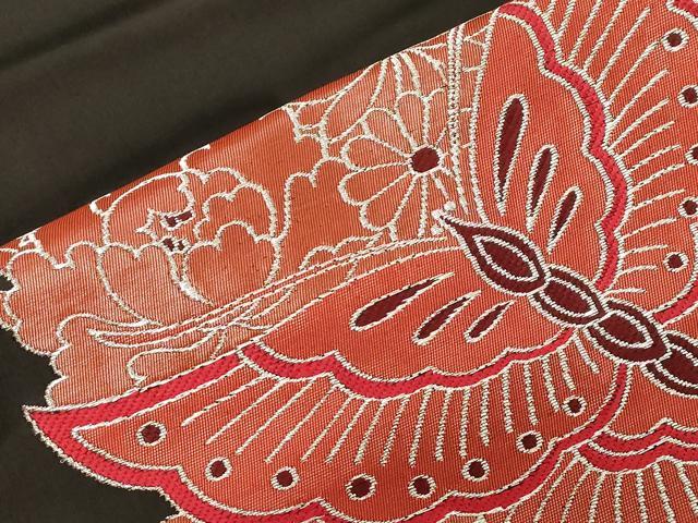 平和屋着物●西陣 川島織物 九寸名古屋帯 花蝶文 黒地 銀糸 正絹 逸品 CABG9425dy