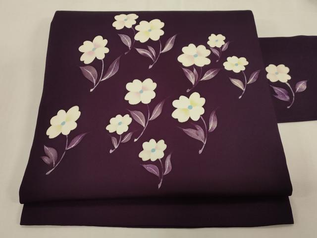 平和屋着物●塩瀬 九寸名古屋帯 ろうけつ染め 草花文 正絹 逸品 CABG9426dy