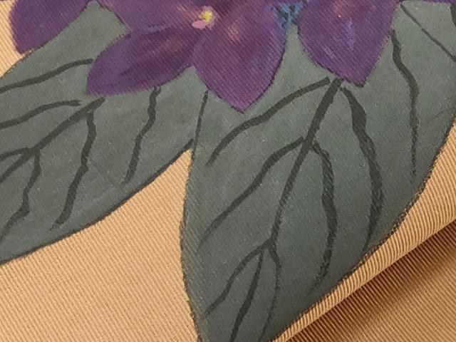 平和屋着物●爪掻き本綴れ 八寸名古屋帯 手描き 紫陽花 正絹 逸品 CABG9427dy