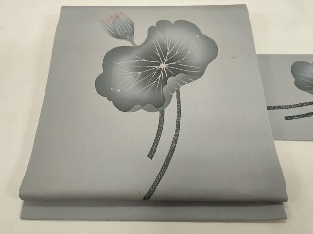 平和屋着物●塩瀬 九寸名古屋帯 ろうけつ染め 蓮 正絹 逸品 CABG9428dy
