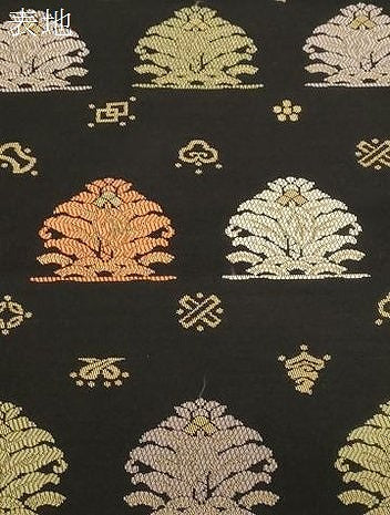 平和屋着物●九寸名古屋帯 名物裂 黒地 金糸 正絹 逸品 CABG9429dy