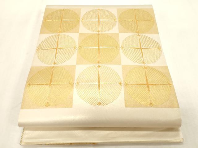 平和屋着物●西陣 川島織物 太鼓柄袋帯 駒刺繍 格子柄 金彩 正絹 逸品 CABG9444dy