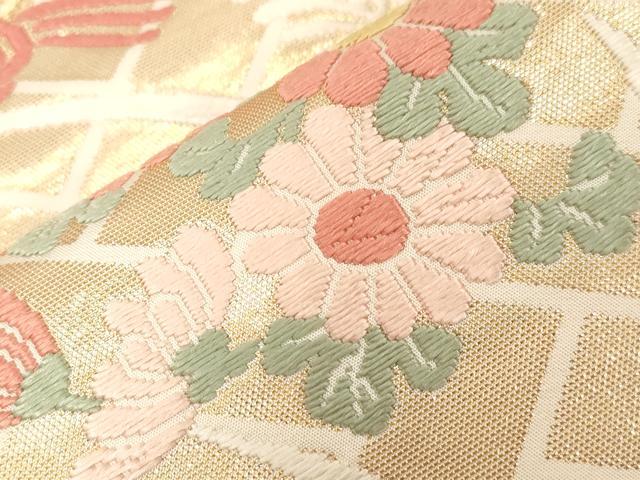 平和屋着物●西陣 六通柄袋帯 唐織 陶器花文 金糸 証紙付き 正絹 逸品 未使用 CABG9452dy