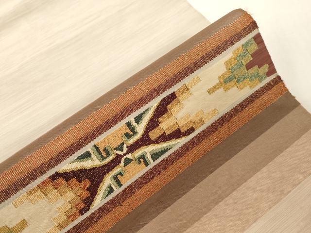 平和屋着物●爪掻き本綴れ 太鼓柄袋帯 幾何学文 金糸 正絹 逸品 CABG9453dy