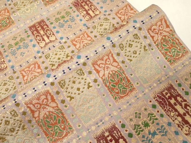 平和屋着物●六通柄 本袋帯 歌留多手錦 金糸 正絹 逸品 CABG9477dy