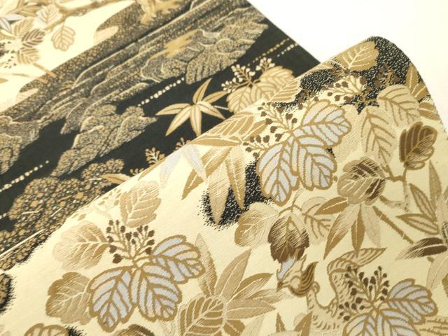平和屋着物●六通柄袋帯 紹巴 桐竹鳳凰蒔絵 正絹 逸品 CABG9480dy
