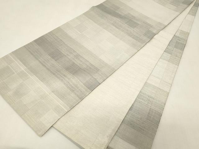 平和屋着物●ファッションデザイナー HIROKO KOSHINO コシノヒロコ 全通柄袋帯 格子柄 銀糸 正絹 逸品 CABG9482dy