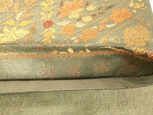 平和屋着物●紋屋井関 御寮織 六通柄袋帯 草花文 金糸 正絹 逸品 CABG9492dy