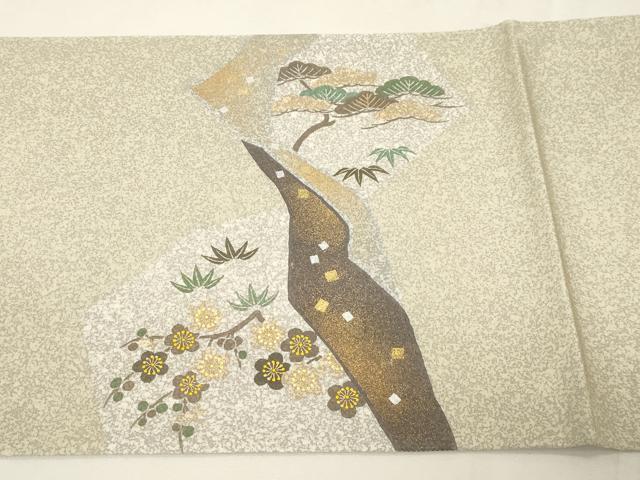 平和屋着物●京友禅の第一人者 松井青々 太鼓柄袋帯 松竹梅花文 金彩 正絹 逸品 CABG9494dy