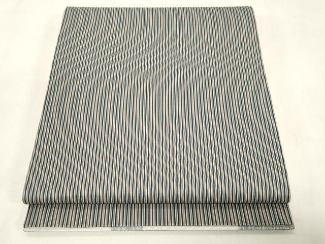平和屋着物●両面 全通柄袋帯 縞 正絹 逸品 未使用 CABG9501dy