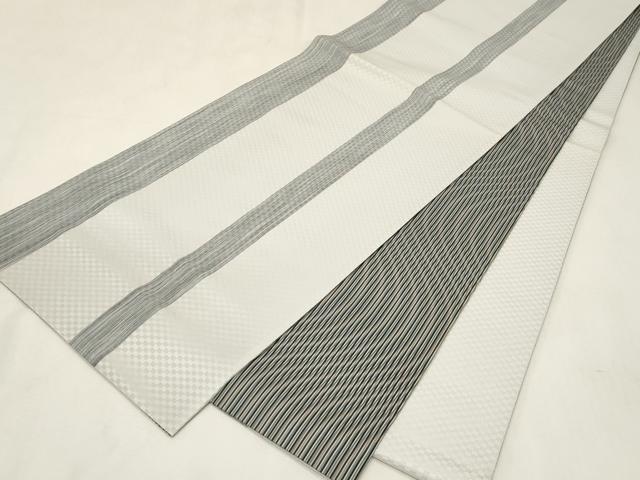 平和屋着物●両面 全通柄袋帯 縞 正絹 逸品 未使用 CABG9501dy