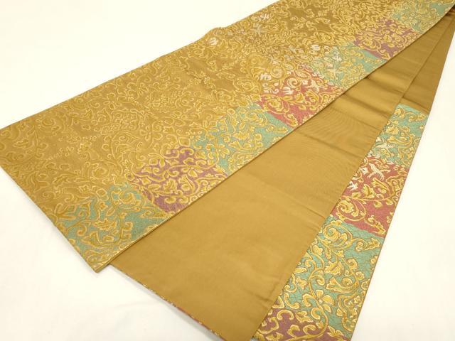 平和屋着物●六通柄袋帯 花鳥文 金糸 正絹 逸品 CABG9505dy
