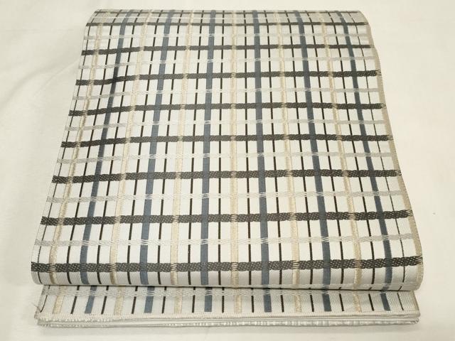 平和屋着物●六通柄袋帯 格子柄 正絹 逸品 CABG9551dy