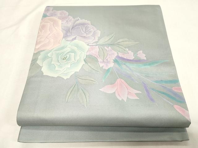 平和屋着物●太鼓柄袋帯 作家物 手描き 草花文 正絹 逸品 CABG9555dy