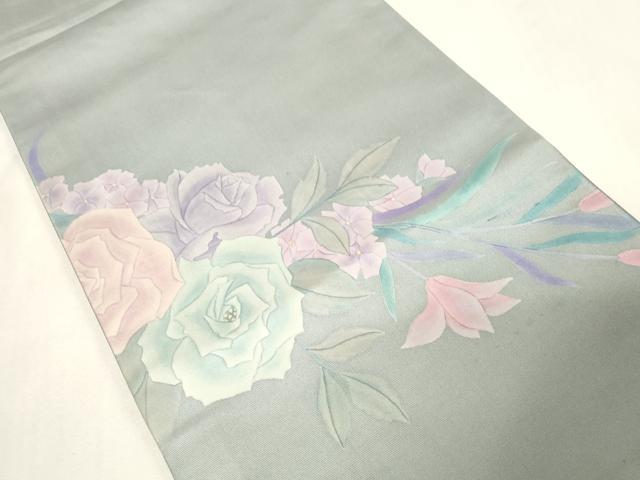 平和屋着物●太鼓柄袋帯 作家物 手描き 草花文 正絹 逸品 CABG9555dy