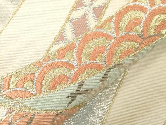 平和屋着物●西陣 川島織物 六通柄 本袋帯 色紙重ね流水花文 金銀糸 正絹 逸品 CABG9564dy