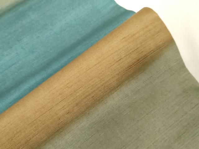 平和屋着物●全通柄袋帯 紬地 横段文 正絹 逸品 CABG9588dy