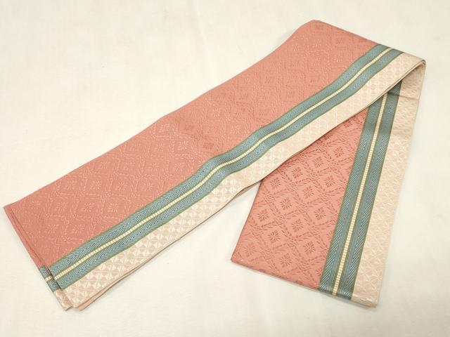 平和屋着物●本場筑前博多織 半幅帯 菱花間道 証紙付き 正絹 逸品 CABG9592dy