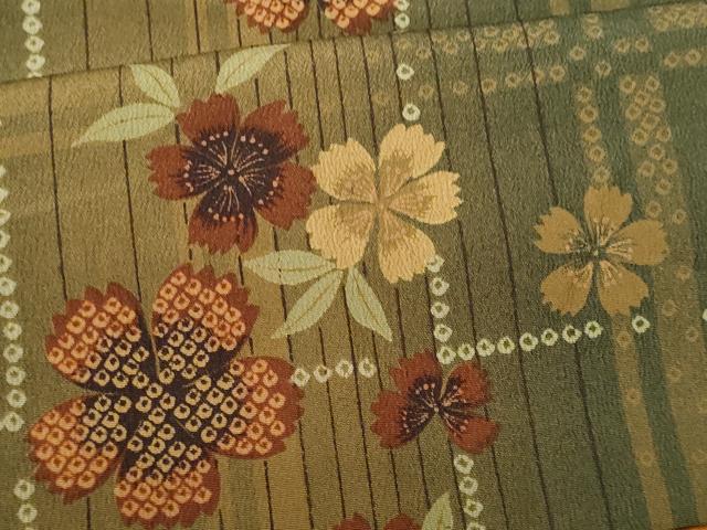 平和屋着物■小紋 二部式 草花文 洗える着物 CABG9604fb