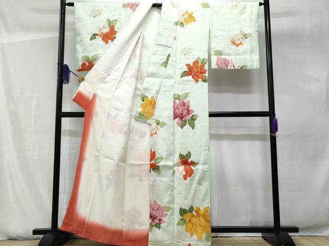 平和屋着物■上質な小紋 草花文 金彩 正絹 逸品 CABG9607fb