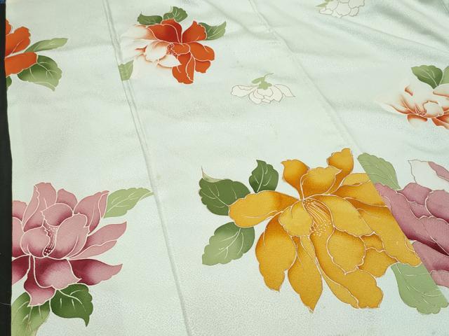 平和屋着物■上質な小紋 草花文 金彩 正絹 逸品 CABG9607fb
