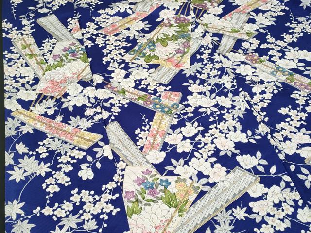 平和屋着物■上質な小紋 扇面草花文 金彩 正絹 逸品 CABG9609fb