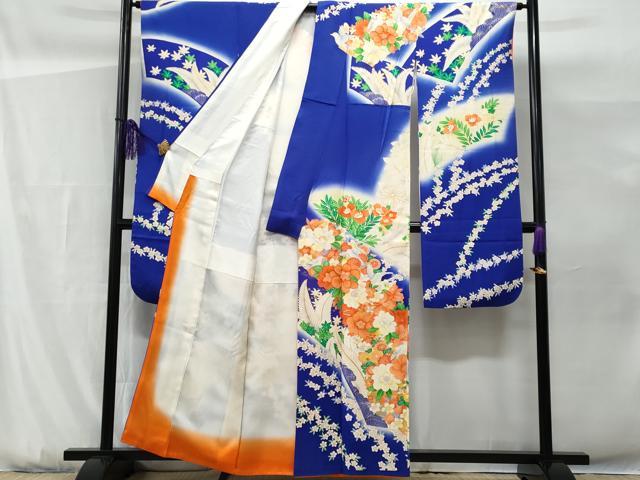 平和屋着物■豪華振袖 地紙飛鳥花文 暈し染め 金彩 正絹 逸品 CABG9614fb