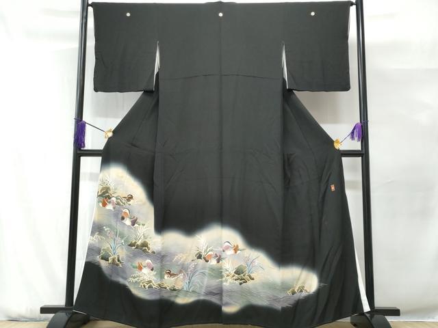 平和屋着物■豪華黒留袖 作家物 立波鴛鴦文 金銀彩 正絹 逸品 CABG9627fb