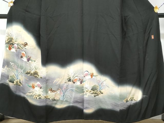 平和屋着物■豪華黒留袖 作家物 立波鴛鴦文 金銀彩 正絹 逸品 CABG9627fb