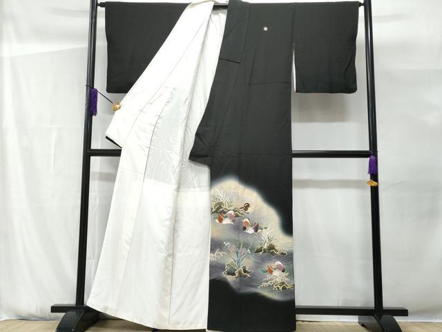 平和屋着物■豪華黒留袖 作家物 立波鴛鴦文 金銀彩 正絹 逸品 CABG9627fb