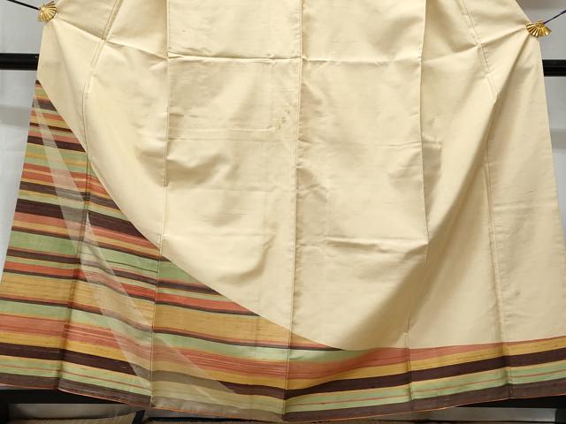 平和屋着物■訪問着 紬地 横段文 正絹 逸品 CABG9641fb