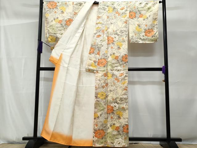 平和屋着物■上質な小紋 檜扇枝花文 正絹 逸品 CABG9657fb
