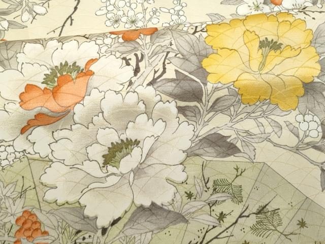 平和屋着物■上質な小紋 檜扇枝花文 正絹 逸品 CABG9657fb