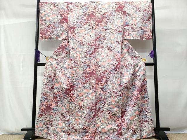 平和屋着物■上質な小紋 流水枝花文 暈し染め 正絹 逸品 未使用 CABG9660fb