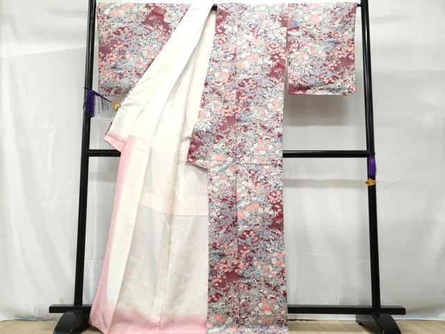 平和屋着物■上質な小紋 流水枝花文 暈し染め 正絹 逸品 未使用 CABG9660fb
