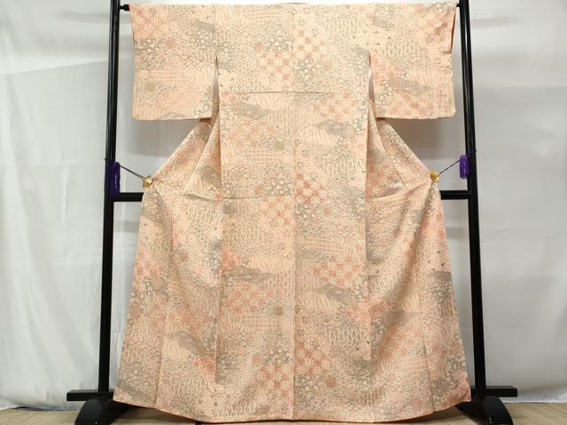 平和屋着物■上質な小紋 切嵌花文 正絹 逸品 CABG9661fb