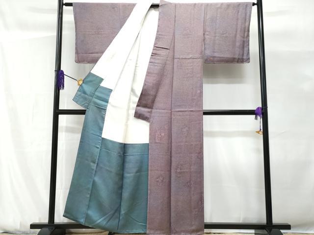 平和屋着物■上質な小紋 陶器草花文 暈し染め 金糸 正絹 逸品 未使用 CABG9663fb