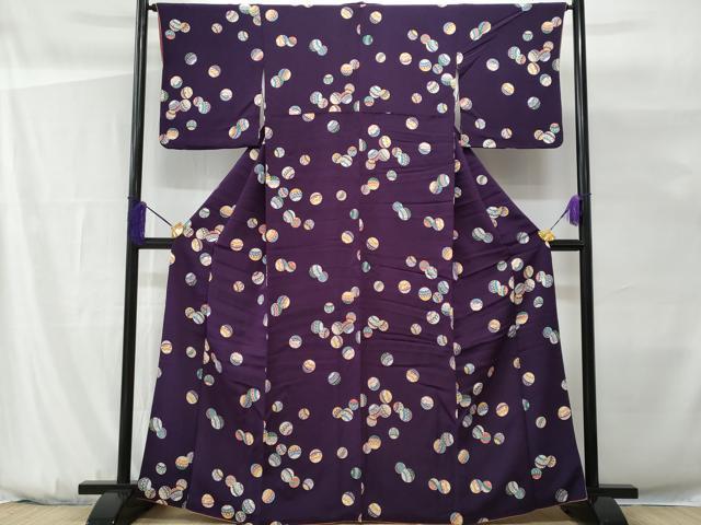 平和屋着物■上質な小紋 毬吉祥花文 鬼しぼ縮緬 正絹 逸品 CABG9664fb