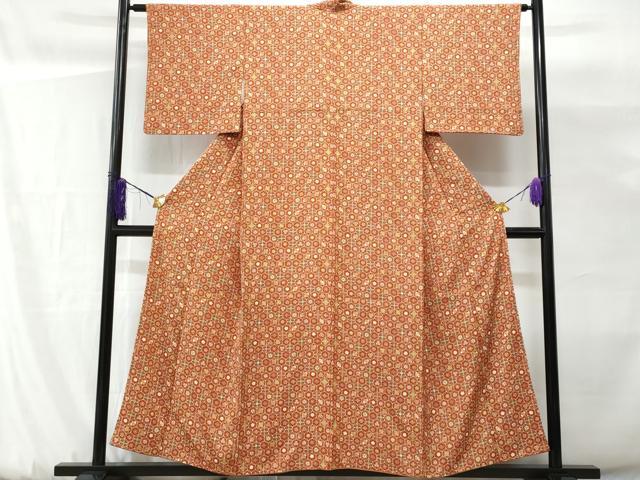 平和屋着物■上質な小紋 七宝吉祥花文 正絹 逸品 CABG9665fb