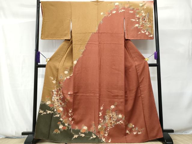 平和屋着物■訪問着 誰が袖枝花文 金彩 正絹 逸品 CABG9680fb