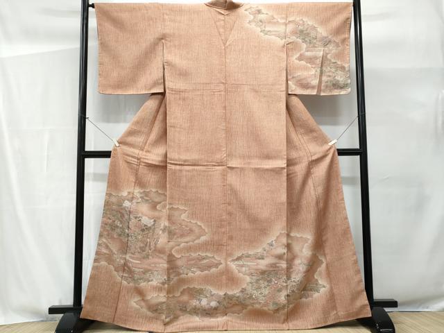 平和屋着物■訪問着 ふくれ織 人物花文 正絹 逸品 未使用 CABG9708fb