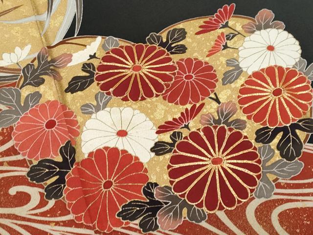 平和屋着物■豪華黒留袖 駒刺繍 流水草花文 金彩 正絹 逸品 CABG9711fb