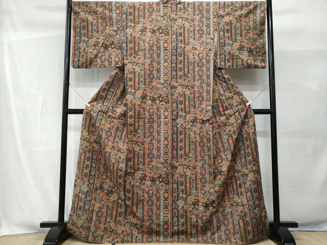 平和屋着物■上質な紬 更紗花間道 正絹 逸品 CABG9718fb