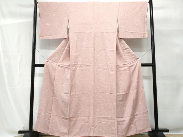平和屋着物■上質な小紋 舞花文 たたき染め 反端付き 正絹 逸品 CABG9733fb