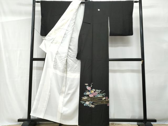 平和屋着物■豪華黒留袖 刺繍 エ霞枝花文 金銀糸 正絹 逸品 CABG9739fb