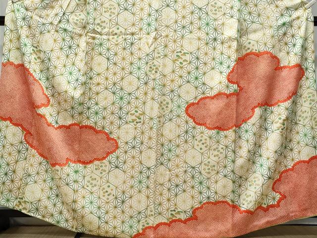 平和屋着物■訪問着 雲取り鹿の子文 正絹 逸品 CABG9740fb